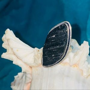 Rough black Jasper ring